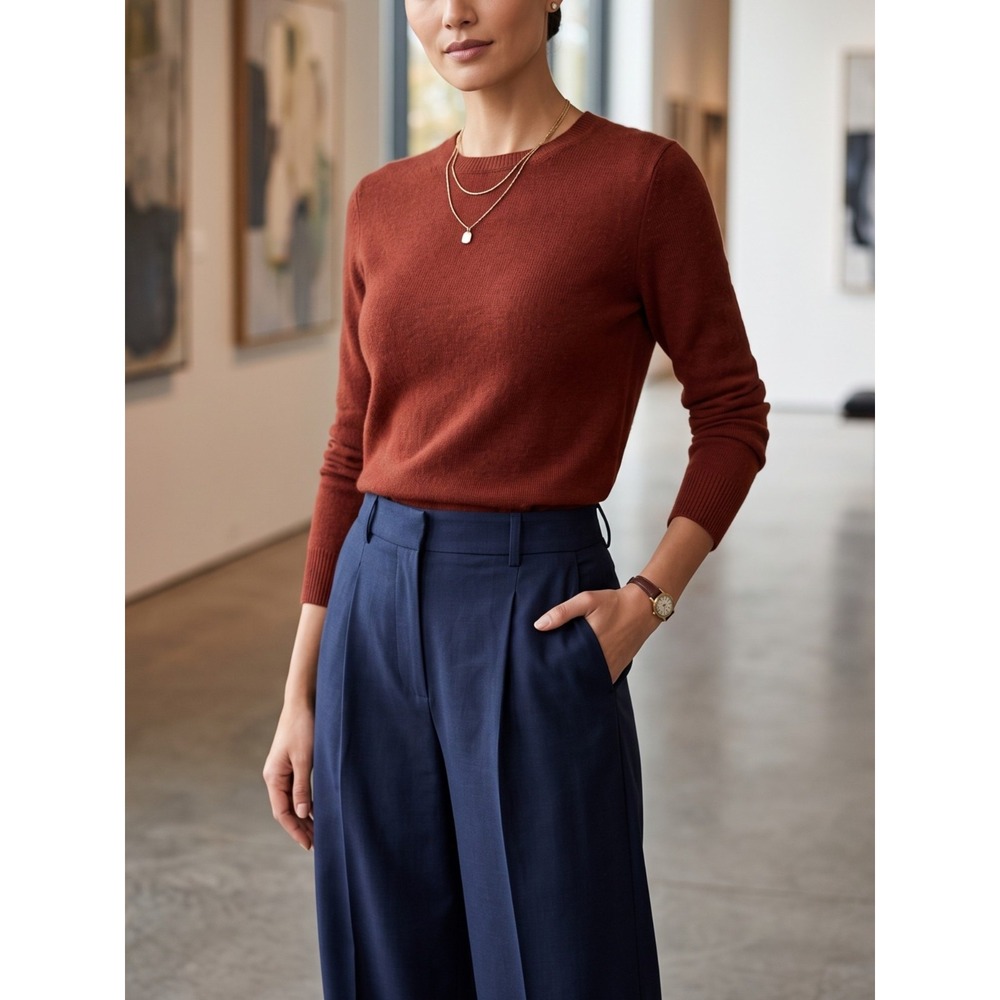 NWT Theory Fantina Feather Cashmere Sweater Deep Red Oak Brick P(XS) S $265